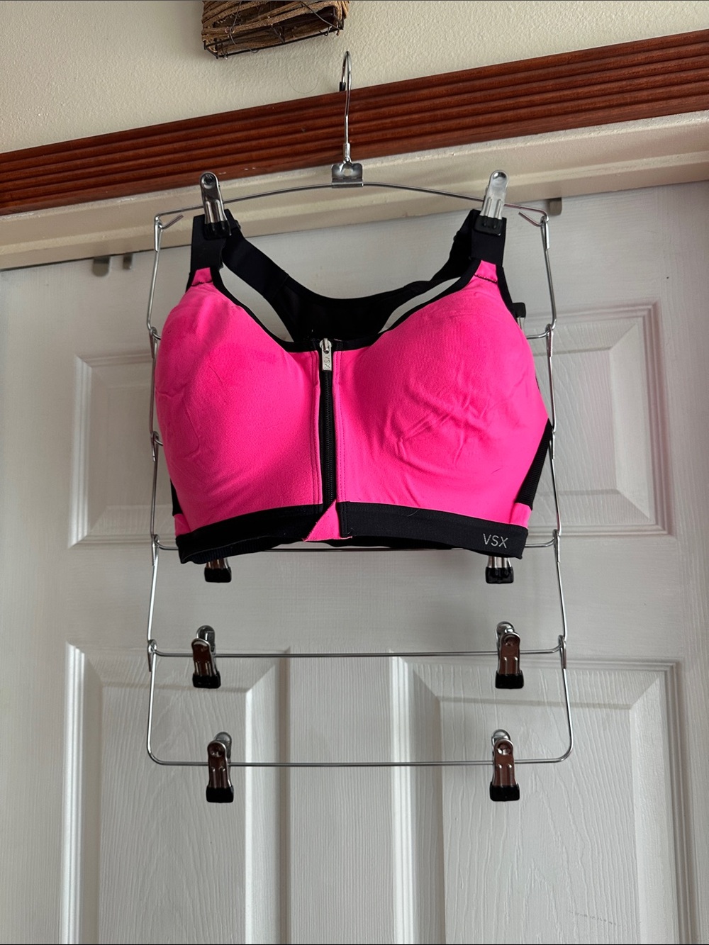 VSX Neon Pink and Black Front-Zip Sports Bra